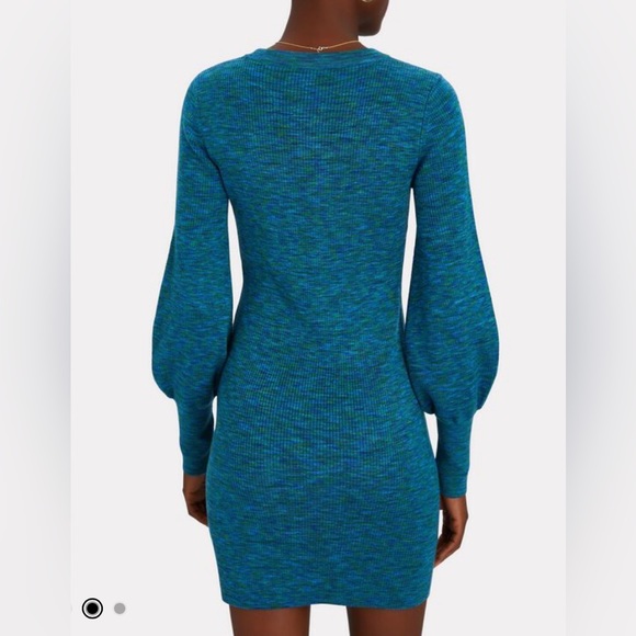 Intermix Mia Puff Sleeve Dress in Blue/Green size Small - Picture 2 of 7